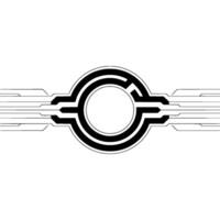 Minimalist Tech Circuit Circle on White, Futuristic vector