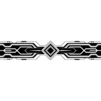 Geometric Tech Border With Diamond Center Black White Abstract vector