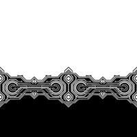 Digital Circuit Board Border, Black and White Tech vector