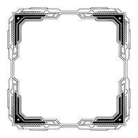 Futuristic Square Frame With Techy Border, Black and White vector