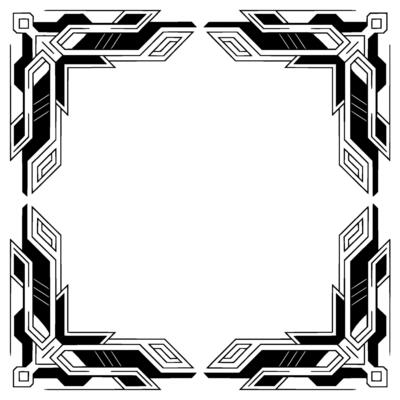 Art Deco Frame Geometric Border, Monochromatic