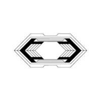 Minimalist Tech Abstract Geometric Hexagon, Black Lines on White vector