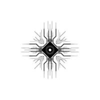 Abstract Circuitry Eye Minimalist Tech on White vector