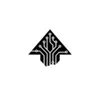 Circuit Board Arrow Symbol, Minimalist Tech on White vector