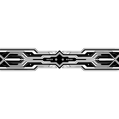 Abstract Tech Circuit , Futuristic Electronic Border, Black White