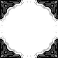 Techinspired Frame Circuit Board Elements on White Background vector