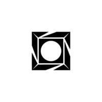 Geometric Abstraction Black and White Square With Circle vector