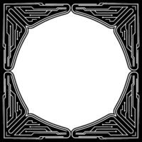 Futuristic Circuit Board Frame With Radial Burst vector