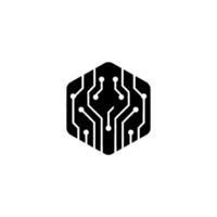 Modern Circuit Board in Minimalist Hexagon vector