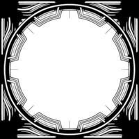 Art Deco Frame Geometric Pattern in Black Silver, Blank Center, Elegant vector