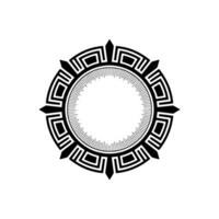 Geometric Art Deco Circular Frame, Black and White Element vector