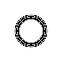 Geometric Black Circle Frame on White Background Minimalist vector