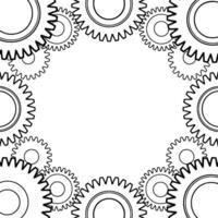 Gear Frame Black and White Mechanical Illustration With Negative Space vector