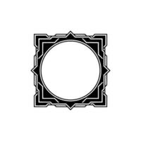 Geometric Art Deco Frame With Circular Space Black on White Background vector