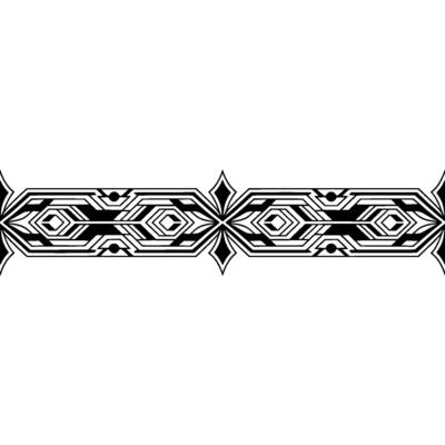 Geometric Art Deco Border Element on White, Monochromatic