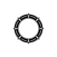Black and White Geometric Circular Emblem on White Background vector