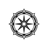 Intricate Black and White Compass Rose Emblem on White Background vector