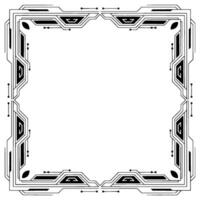 Geometric Art Deco Frame in Black White, Techinspired, Square Border vector