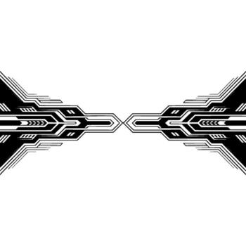 Abstract Tech Geometric Black Lines on Gradient White, Futuristic Background vector