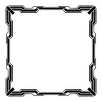Futuristic Tech Frame, Black White Border on White Background vector