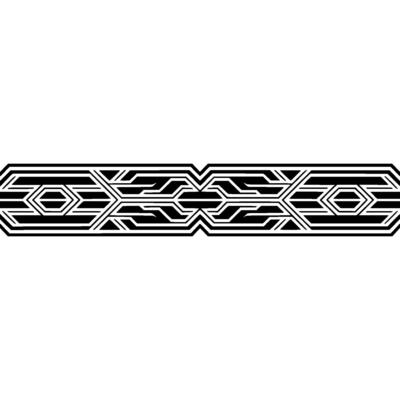 Geometric Tech Border, Black Lines on White, Minimalist Pattern