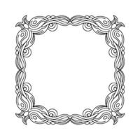 Ornate Square Frame With Floral Swirls Black and White vector