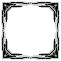 Art Deco Frame With Geometric Edge Detail, Black and White vector