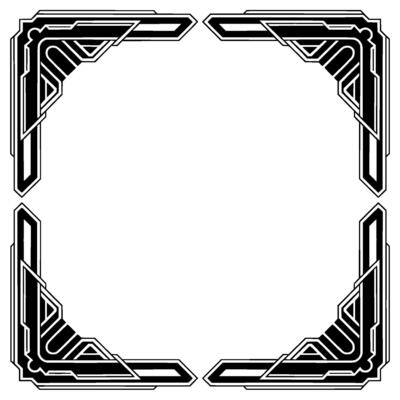 Art Deco Frame , Geometric Border With Elegant Corners, Illustration
