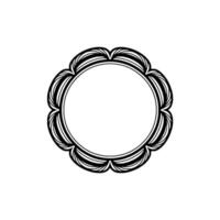 Elegant Floral Frame With Empty Center, Black and White vector