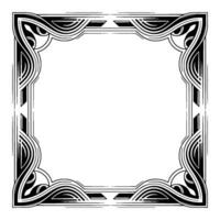 Art Deco Square Frame, Elegant Black White Border, Empty Space, Decorative vector