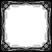 Futuristic Tech Frame Black White Geometric Border vector