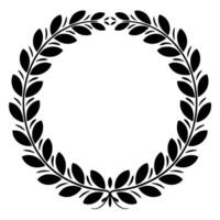 Elegant Black Laurel Wreath on White Background Award, Emblem, Element vector