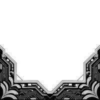 Futuristic Tech Border , Circuitry Pattern, Black and White vector