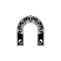Ornamental Archway Illustration, Monochrome, Elegant Element vector