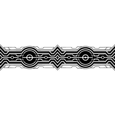 Futuristic Tech Border Black and White Element