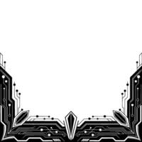 Futuristic Circuit Board Frame Tech in Black and White vector