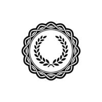 Elegant Black and White Laurel Wreath Crest Illustration vector