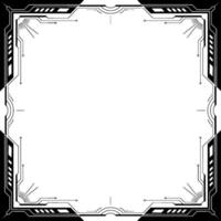 Art Deco Frame, Tech Inspired Border With Blank Space, Black White vector