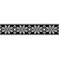 Geometric Floral Border Black White, Minimalist, Repeating Pattern vector