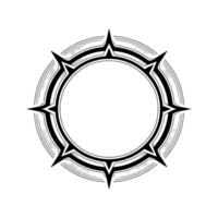 Stylized Circular Frame With Spiked Elements on White Background vector