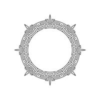 Circular Geometric Ornament With Spikes, Line Art vector
