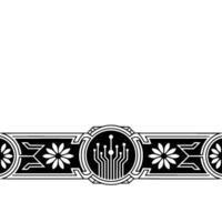 Black White Tech Border Geometric Floral With Circuitry vector