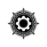 Geometric Gear Compass Minimalist Industrial vector