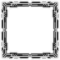 Tech Frame, Futuristic Black and White Border, Square vector