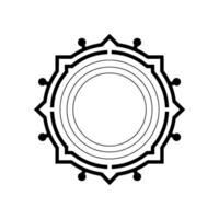 Geometric Mandala With Black Outline and Circles on White Background vector