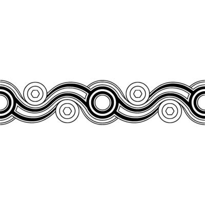Retro Border, Black and White, Abstract Wave Pattern