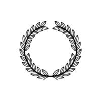 Minimalist Laurel Wreath , Black Outline, White Background vector