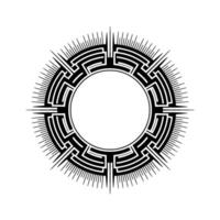 Geometric Labyrinth Frame Circular Black White Illustration on White Background vector