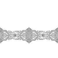Geometric Tech Border Modern Circuitry Ornament, Black and White vector