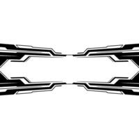 Futuristic Tech Frame , Black Lines on White Backdrop vector